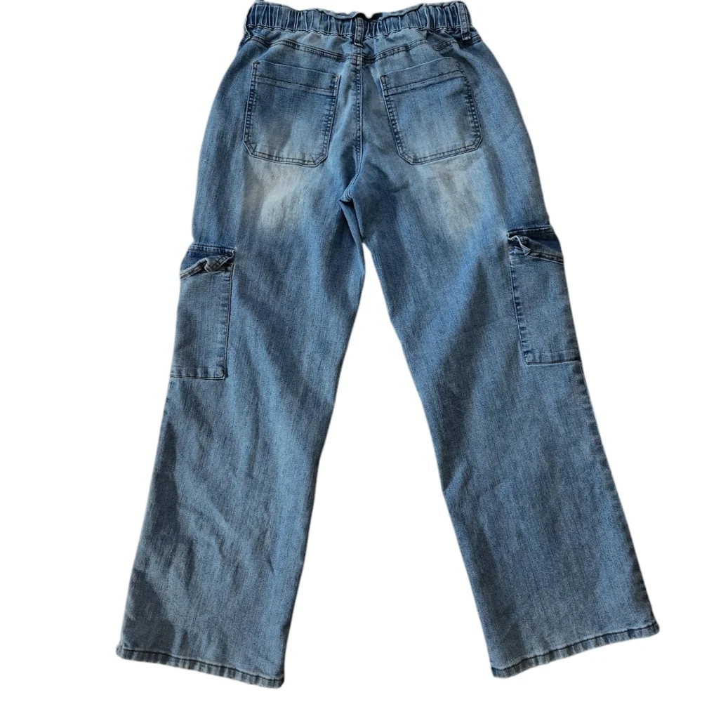 Ashley Mason Wide Leg Cargo Jeans 29 Paper Bag Waist